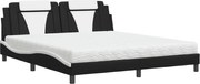 vidaXL Pat, Viana, cu saltea, alb și negru, 180x200 cm, piele ecologică