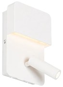 Aplică albă incluzând LED cu USB și lampă de citit cu întrerupător - Robin