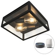 Plafonieră industrială inteligentă pentru exterior neagră, inclusiv 2 WiFi ST64 - Rotterdam