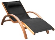 Sezlong gradina cu Tetiera Outsunny, Lemn si Tesatura din plasa, Negru / Lemn  | Aosom Romania
