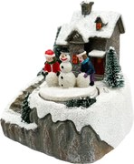 Scena de Craciun cu Om de Zapada si Copii JOY, Cu muzica si lumini