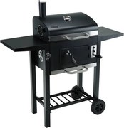 Gratar pe carbuni Klausberg KB 9034, Cos de fum, Ventilatie reglabila, Sertar pentru cenusa, Termometru, Roti, Otel, Negru
