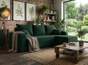 Coltar extensibil de colt VALERIO, verde inchis, reversibil, 238x140 cm + 2 perne GRATUIT
