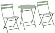 Outsunny Set de Gradina Pliabil de 3 Piese din Otel, 2 Scaune 42x50x81 cm si Masa de Gradina Ø60x71 cm, Verde