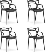 Set 4 bucati scaune din plastic KATO negre