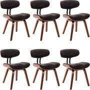 vidaXL Scaune de bucătărie 6 buc. gri lemn curbat și material textil