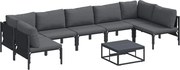vidaXL Set de canapele pentru grădină cu pernă 8 pcs Negru Oțel