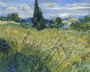 Reproducere Green Wheat Field with Cypress (1889), Vincent van Gogh