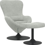 vidaXL Scaun Egg cu Taburet Gri deschis Catifea