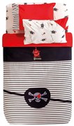 Set lenjerie pat copii cu husa pilota 4 piese ,   tematica pirati, 100% bumbac, 160x220 cm