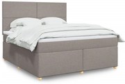 vidaXL Pat continental cu saltea, gri taupe, 180x200 cm, textil