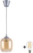 Brilagi - lustra LED suspendată pe cablu GLASS 1xE27/60W/230V Ø 14 cm argintiu/maro-fumuriu