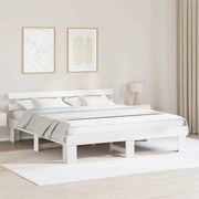 vidaXL Cadru de pat cu headboard Alb 180 x 200 cm Lemn masiv de pin