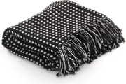vidaXL Pătură decorativă cu pătrățele, bumbac, 125 x 150 cm, negru