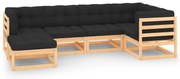 vidaXL Set mobilier de grădină cu perne, 6 piese, lemn masiv de pin