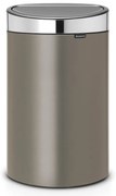 Cos de gunoi Brabantia Touch Bin New 650529, 40 L, Inchidere silentioasa si lina, Spate plat, Gri/Inox
