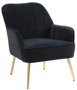 Fotoliu de salon din catifea, Design ergonomic, Negru
