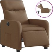 vidaXL Fotoliu rabatabil electric, maro, material textil