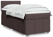 vidaXL Pat box spring cu saltea, maro închis, 80x200 cm, textil