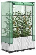 vidaXL Strat înălțat cu husă de seră, aspect ratan, 80x40x138 cm
