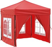 vidaXL Cort pliabil pentru petrecere, pereți laterali, roșu, 2x2 m