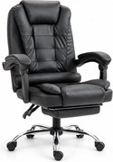 HOMEREST Scaun directorial, masaj in suportul lombar, suport picioare, PU, Negru