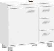 HOMCOM Dulap Sub Lavoar pentru Baie cu Ușă Amortizată și 3 Sertare, Decupaj în Formă de U și Rafturi, Dulap Modern și Compact pentru Lavoare cu Piedestal sau Fără, Alb | Aosom Romania