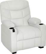 HOMCOM Fotoliu Relax Electric Reclinabil 150° cu Suport pentru Picioare, Funcție Memorie, Telecomandă, din Catifea, Crem | Aosom Romania