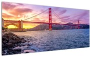 Tablou cu pod și apus de soare (120x50 cm)