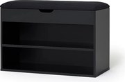 Dulap pentru pantofi cu loc de șezut LEVA, 60 x 30 x 47 cm, negru