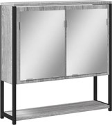vidaXL Dulap de baie cu oglindă gri sonoma 60x16x60 cm lemn compozit