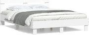 vidaXL Cadru de pat cu tăblie, alb, 150x200 cm, lemn prelucrat