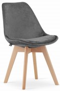 Scaun gri inchis cu picioare de fag, DAREN NORI VELVET