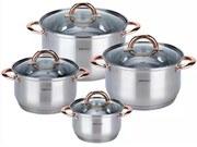 Set oale Kinghoff KH 1763, 8 piese, 2.1-6.6 L, Capac sticla, Inductie, Inox/Cupru