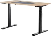 Viva Upgrade Pro 2.0, Birou reglabil cu blat lemn masiv, trecere cabluri, desk pad - Negru