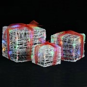 vidaXL Cutii cadou de Crăciun decorative, 3 buc., multicolor, acril