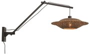 Aplica din bambus cu brat articulat Bali orizontal L negru, 44cm