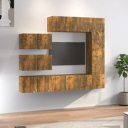 vidaXL Set dulap TV, 8 piese, stejar fumuriu, lemn prelucrat