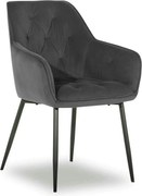 Scaun BEL NEW, gri inchis/negru, stofa catifelata/metal, 58x63x86 cm