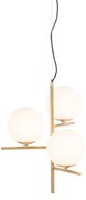 Suspensie Art Deco aurie cu sticla opal 3 lumini - Flore