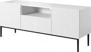 Comodă TV Nicole 150 cm cu nișă - alb mat / picioare negre