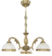 Candelabru cu 3 brate clasic design italian din alama, sticla 7002 RA-L. 7002/3