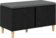 vidaXL Bancă pentru hol cu pernă cu ușă Stejar Negru 80 x 38 x 46 cm