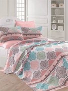 Set cuvertura pat dublu ANDALUCIA, multicolor, bumbac, 200x230 cm, cu