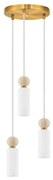 Lustra cu 3 pendule, Metal, Auriu, Travertin, Sticla, FILOMENA