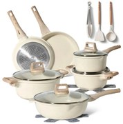 Set oale si tigai Just Perfecto JL-788, 15 piese,  Finisaj marmura, Inductie, Accesorii, Bej