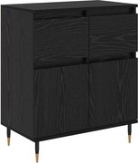 vidaXL Bufet Stejar Negru 60 x 35 x 70 cm Lemn Ingineresc și Fier