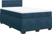 vidaXL Pat box spring cu saltea, albastru închis, 120x190 cm, catifea