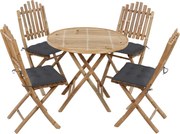vidaXL Set mobilier de exterior pliabil, cu perne, 5 piese, bambus