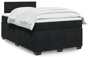 vidaXL Pat box spring cu saltea, negru, 120x190 cm, catifea